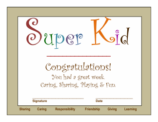 &quot;Super Kid Award Certificate Template&quot;