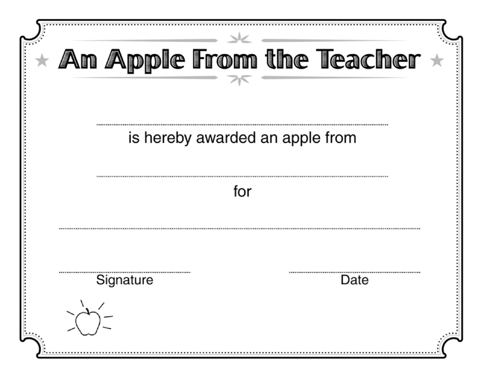 An Apple From the Teacher Award Certificate Template - Image Preview