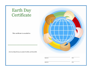Document preview: Earth Day Award Certificate Template - Lined