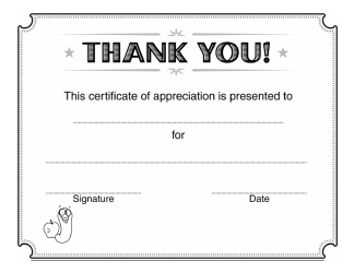 Document preview: Certificate of Appreciation Template - Thank You
