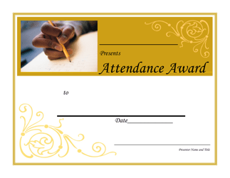 Document preview: Attendance Award Certificate Template - Lined