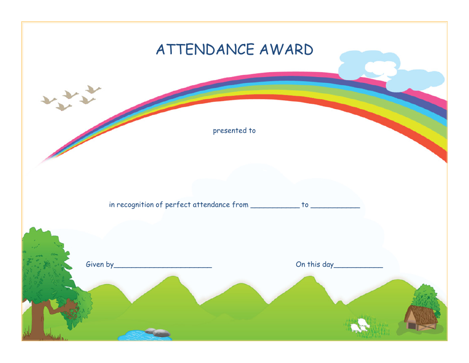 Attendance Award Certificate Template - Rainbow, Page 1