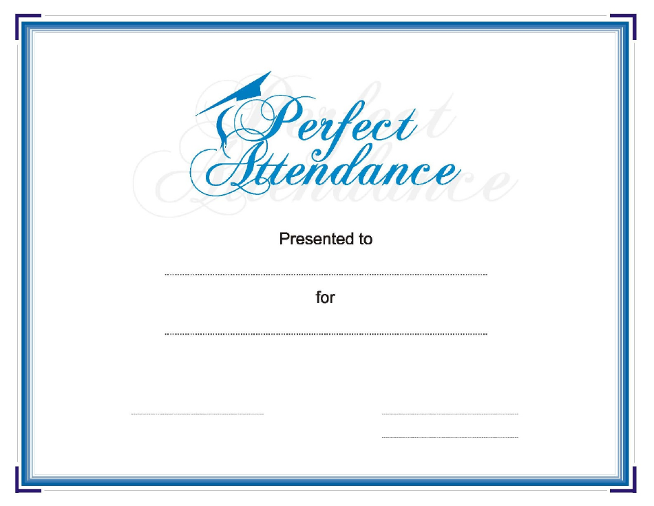 Perfect Attendance Certificate Template - Image Preview