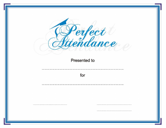 &quot;Perfect Attendance Certificate Template&quot;