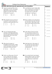 Document preview: Finding Correct Expressions Worksheets With Answers