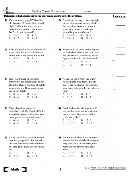 Finding Correct Expressions Worksheets With Answers