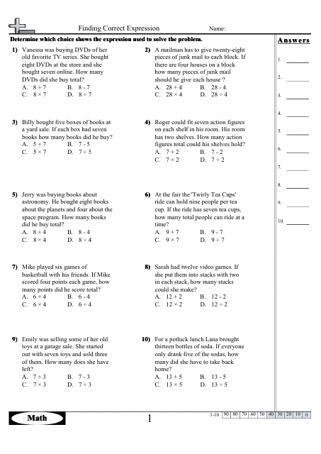 Expressions Worksheets With Answers