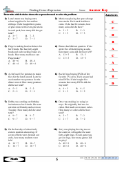 Finding Correct Expressions Worksheets With Answers, Page 12