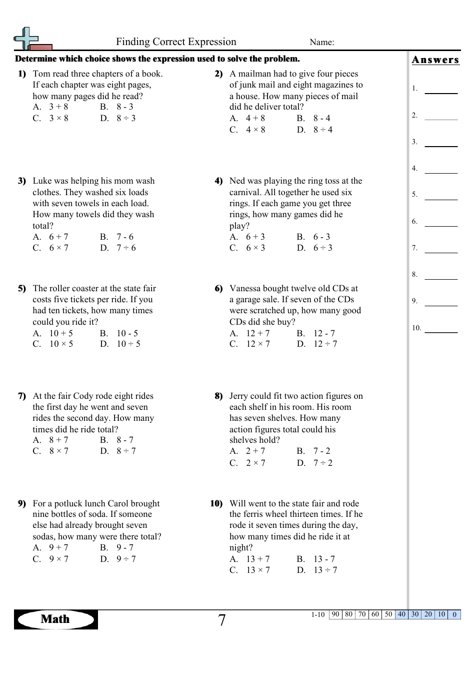 Finding Correct Expressions Worksheets With Answers, Page 13