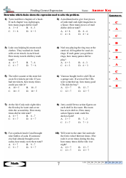 Finding Correct Expressions Worksheets With Answers, Page 14