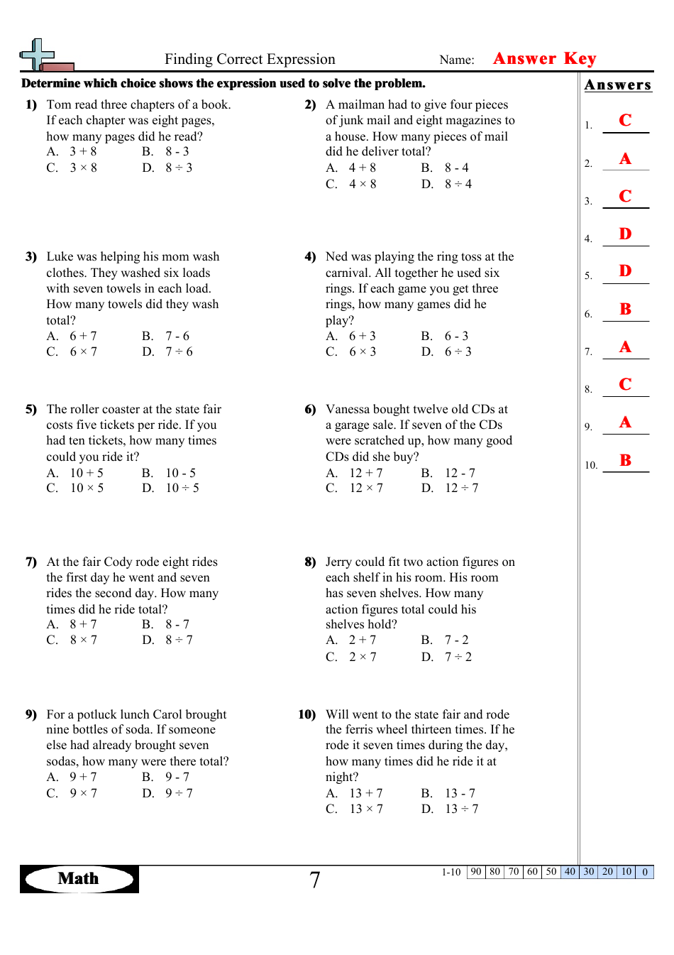 Finding Correct Expressions Worksheets With Answers, Page 14