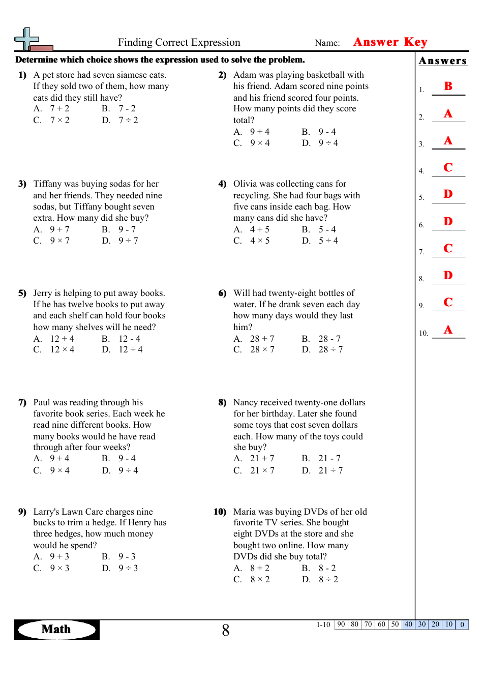 Finding Correct Expressions Worksheets With Answers, Page 16