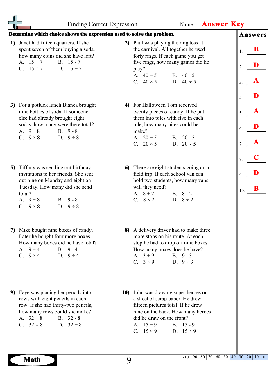 Finding Correct Expressions Worksheets With Answers, Page 18