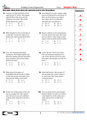 Finding Correct Expressions Worksheets With Answers, Page 2