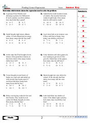 Finding Correct Expressions Worksheets With Answers, Page 4