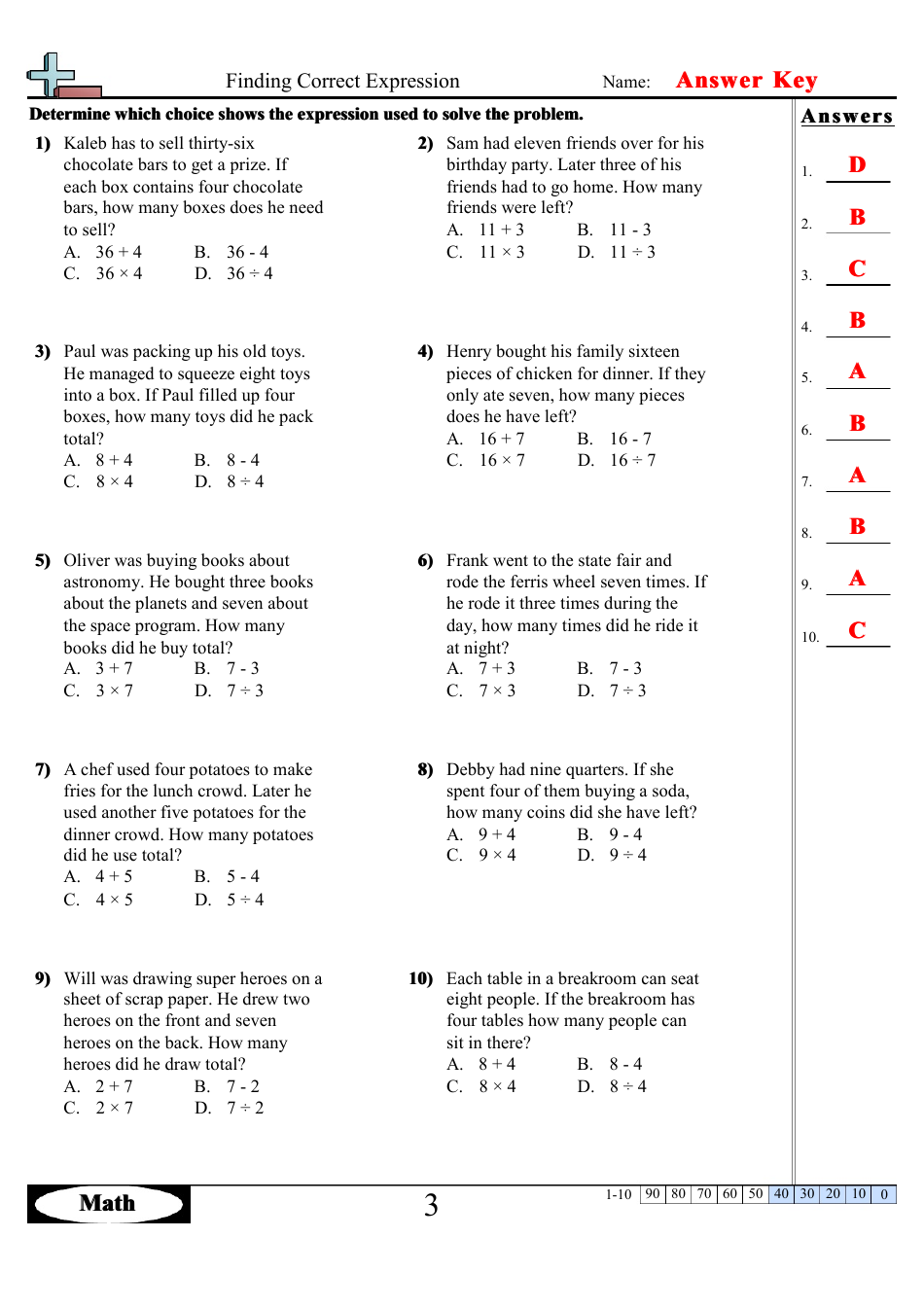 Finding Correct Expressions Worksheets With Answers, Page 6
