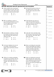 Finding Correct Expressions Worksheets With Answers, Page 7