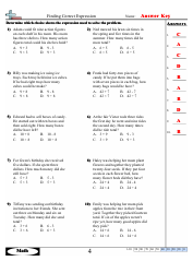 Finding Correct Expressions Worksheets With Answers, Page 8