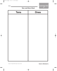 Document preview: Tens and Ones Chart Template - 2-nd Grade, Learning Tool 3, Houghton Mifflin Math - United Kingdom