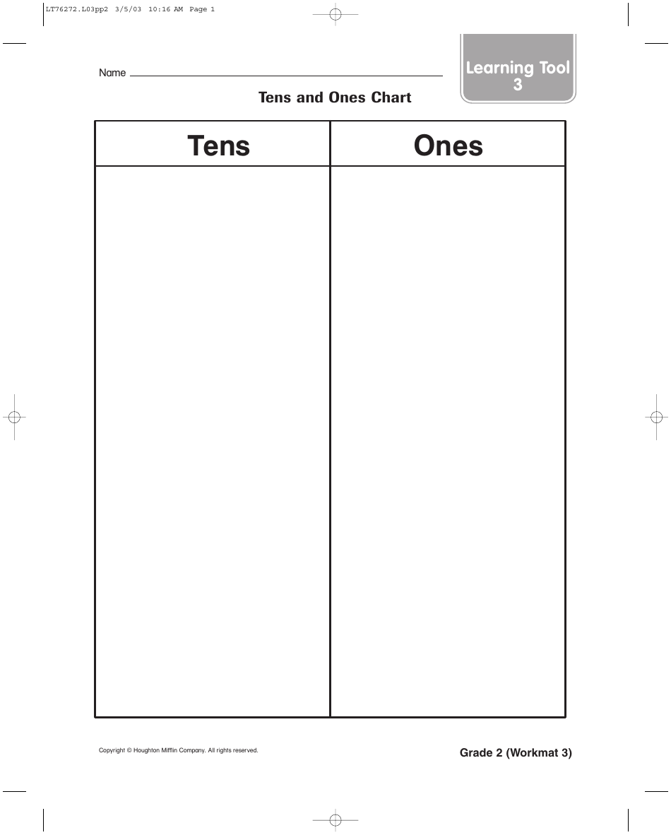 Tens And Ones Chart Grade 2 Printable Pdf Download Gambaran