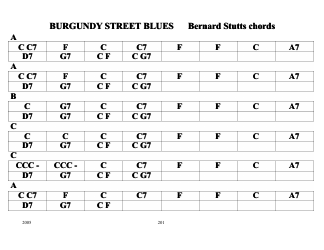&quot;Bernard Stutts - Burgundy Street Blues Chord Chart&quot;