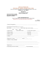 Document preview: Application Form for Person of Indian Origin (Pio) Card - Bogota D.C., Colombia