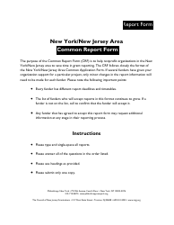 Document preview: New York/New Jersey Area Common Report Form - New Jersey