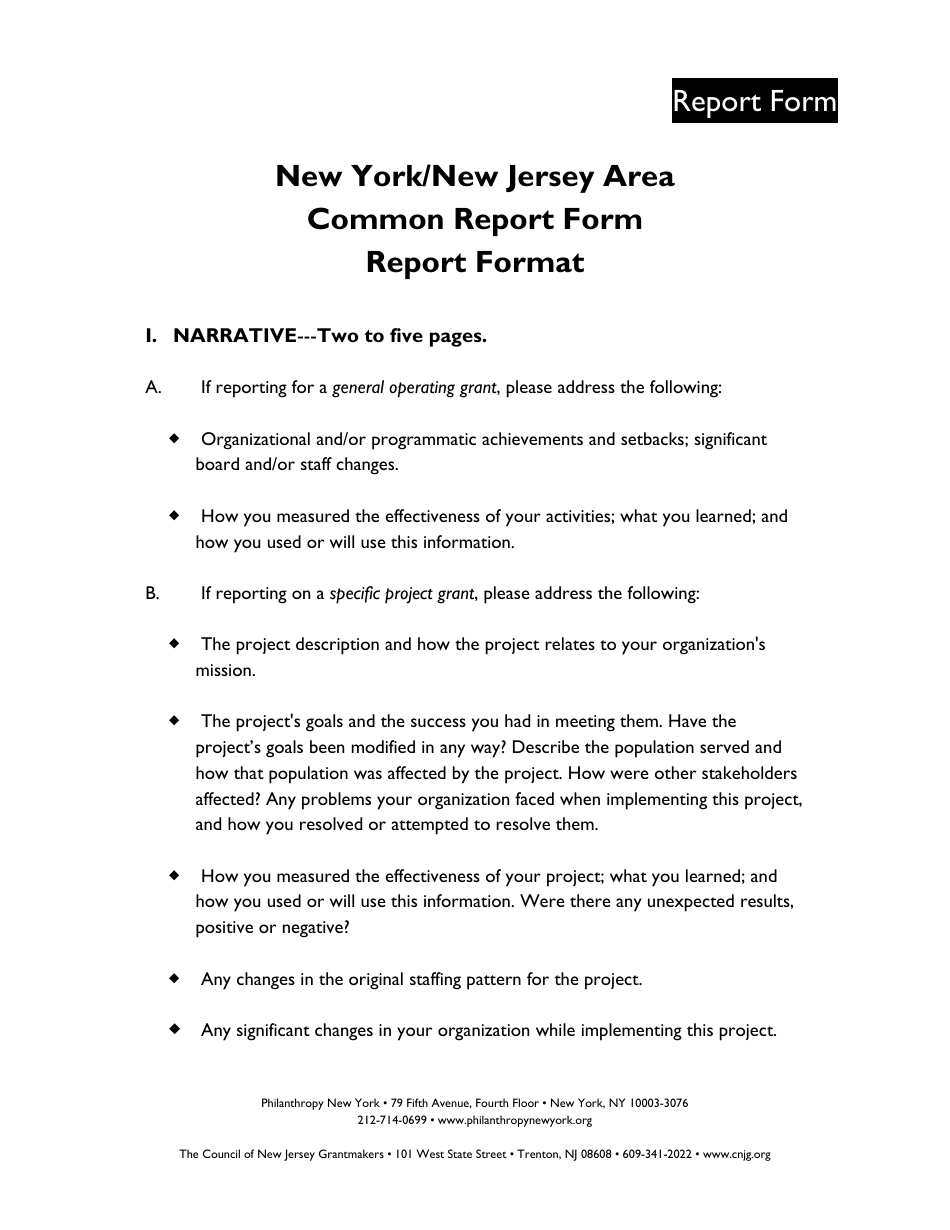 New York / New Jersey Area Common Report Form - New Jersey, Page 3