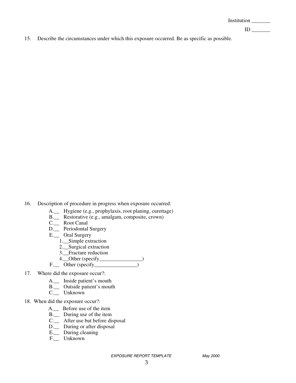 Bloodborne Exposure Incident Report Form, Page 3