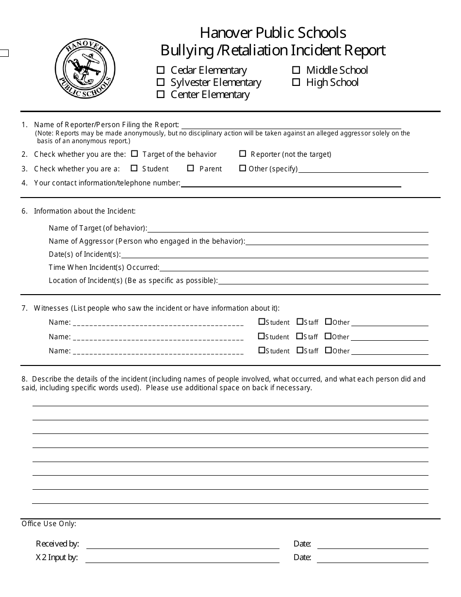 School Bullying Report Form