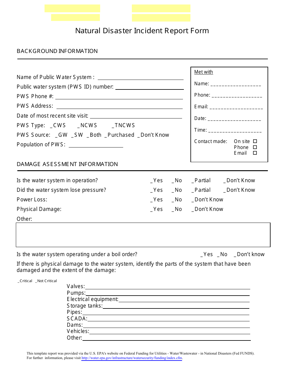 Natural Disaster Incident Report Form Fill Out, Sign Online and