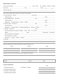 Accident/Incident Report Form - American Camping Association, Page 2