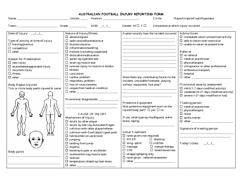 Printable Sports Injury Report Template Doc Example N vrogue.co