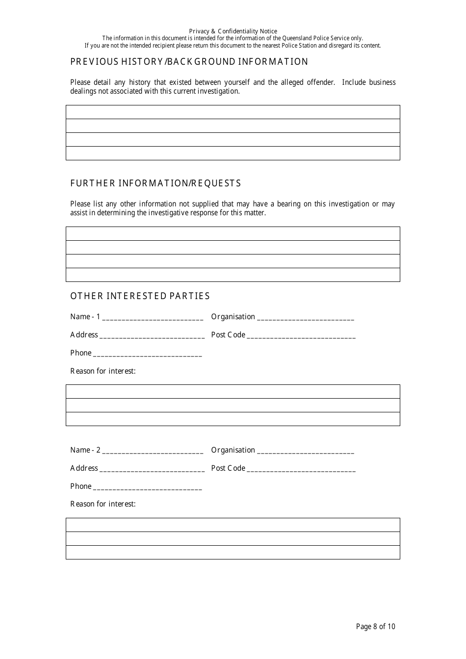 Fraud Report Form - Queensland, Australia, Page 8