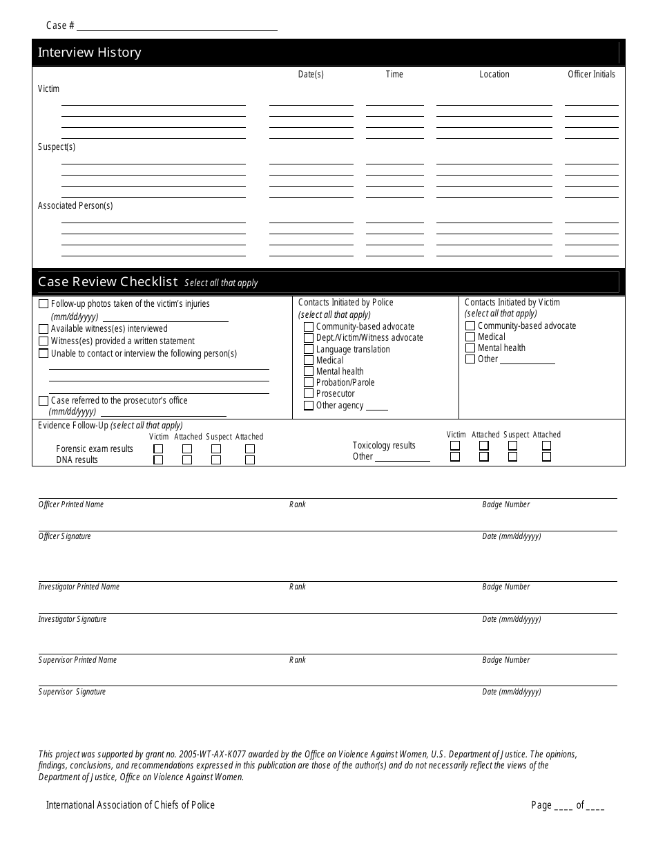 Sexual Assault Supplemental Report Form - International Association of Chiefs of Police, Page 4