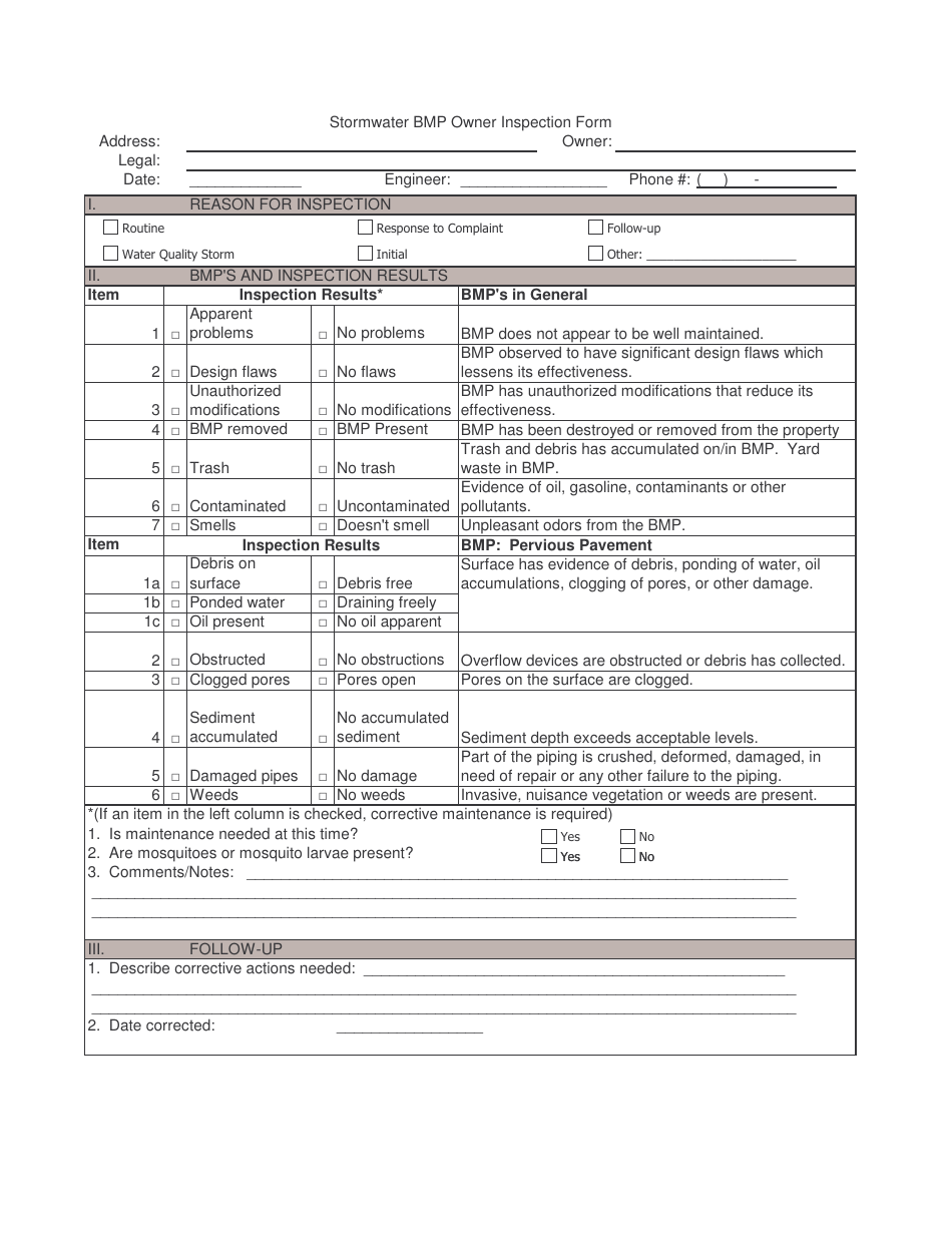 Stormwater Bmp Owner Inspection Form, Page 13