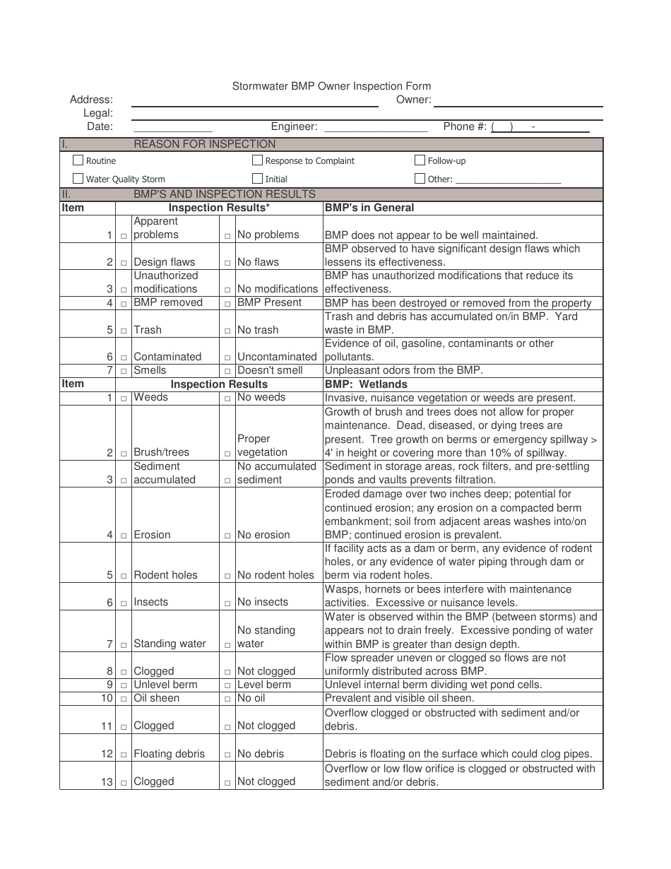 Stormwater Bmp Owner Inspection Form, Page 18