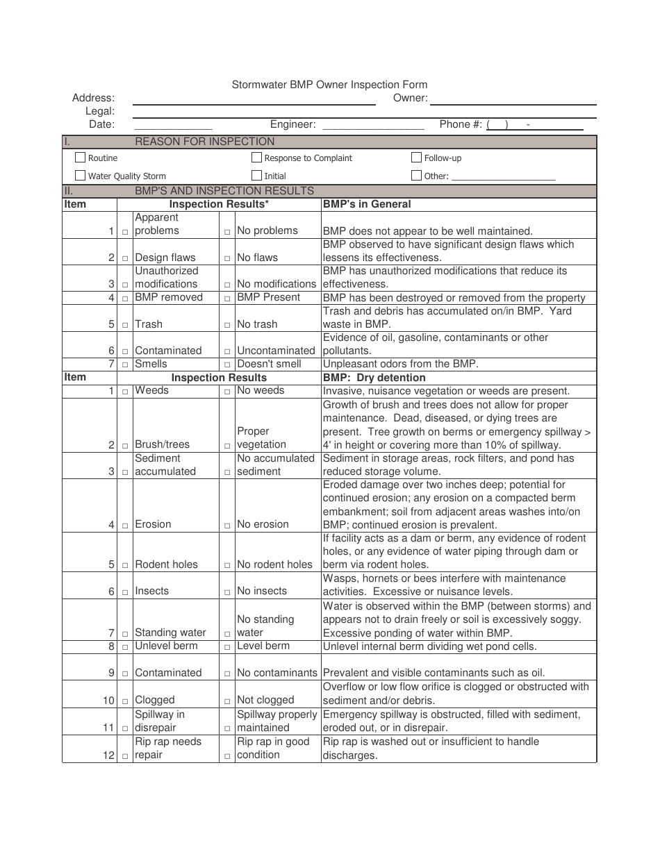 Stormwater Bmp Owner Inspection Form, Page 22