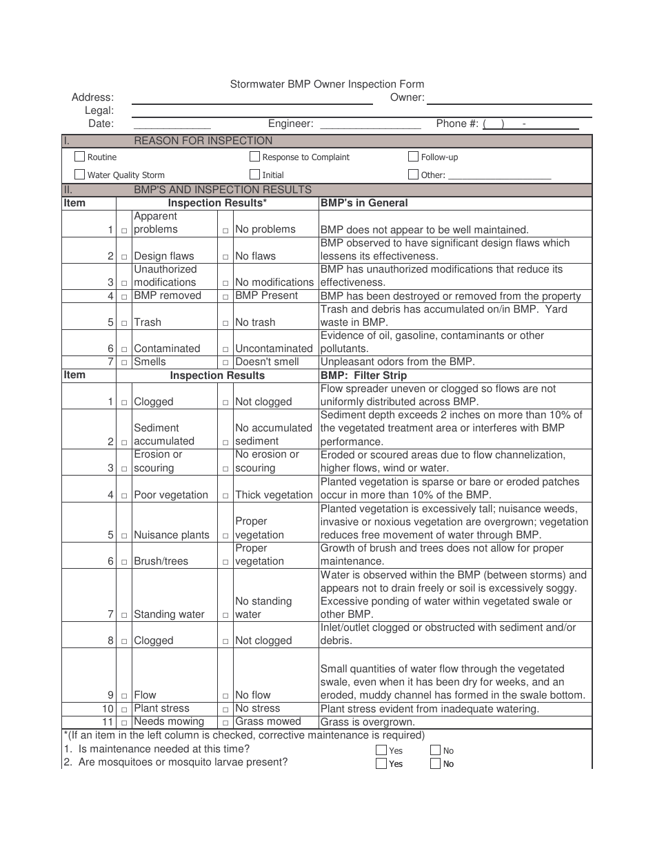 Stormwater Bmp Owner Inspection Form, Page 5