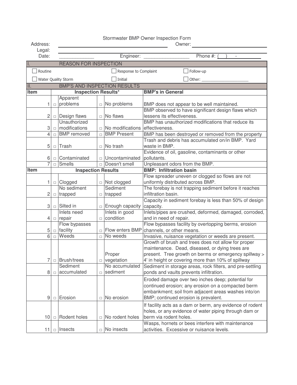 Stormwater Bmp Owner Inspection Form, Page 7