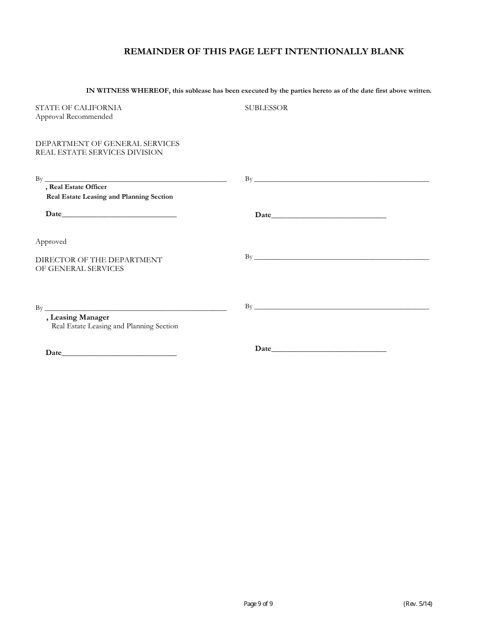 California Standard Sublease Form Fill Out Sign Online And Download Pdf Templateroller 2037