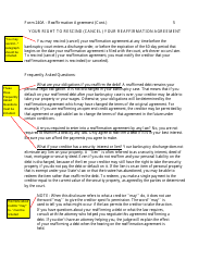 Instructions for Form 240A Sample Reaffirmation Agreement - Indiana, Page 6
