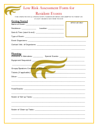 Document preview: Low Risk Assessment Form for Resident Events - Mount Allison University
