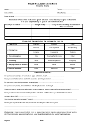 Document preview: Travel Risk Assessment Form