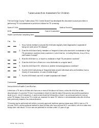 Document preview: Form TB-113 Tuberculosis Risk Assessment for Children - San Diego County, California