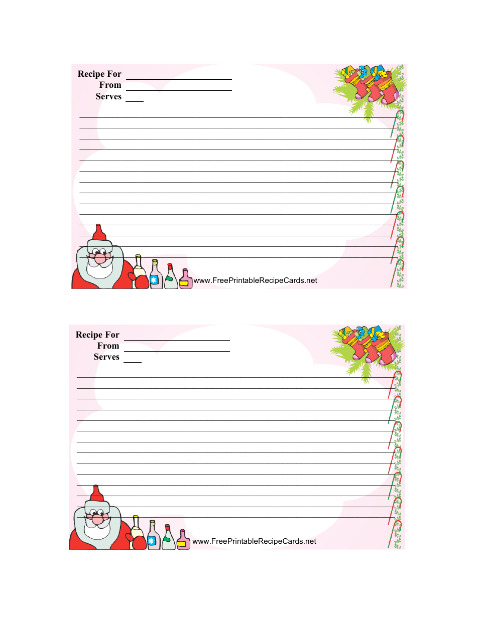 Christmas Recipe Card Template 2 Per Page Download Printable PDF