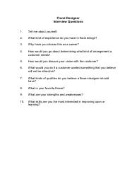 Document preview: Sample Floral Designer Interview Questions