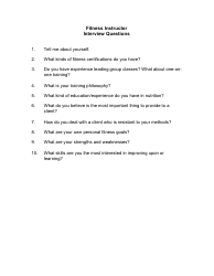 Document preview: Sample Fitness Instructor Interview Questions