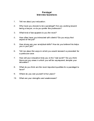 Document preview: Sample Paralegal Interview Questions
