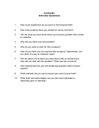 Document preview: Sample Controller Interview Questions